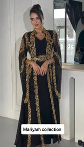 Designer black bridal  kaftan with golden embroidery