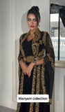 Designer black bridal wear kaftan with golden embroidery