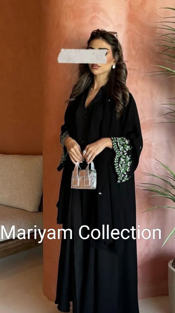 party wear abaya with sleeve embroidery