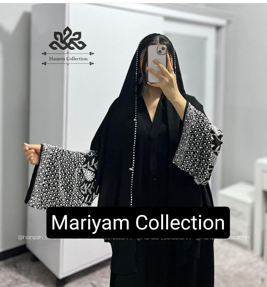 party wear abaya with sleeve embroidery