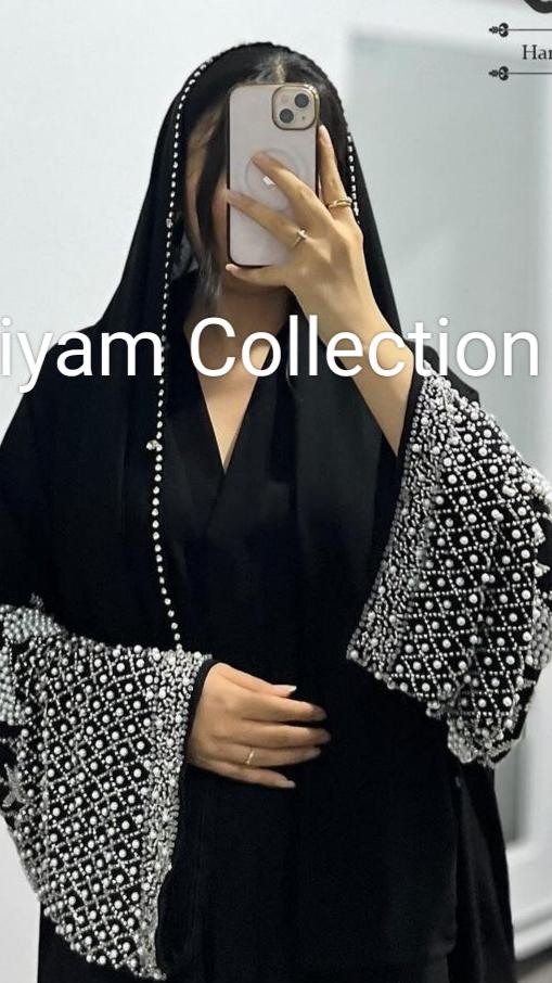 party wear abaya with sleeve embroidery