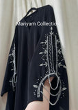 party wear abaya with silver sleeve embroidery