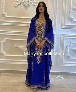 Designer farasha with golden Aari work and golden crystals