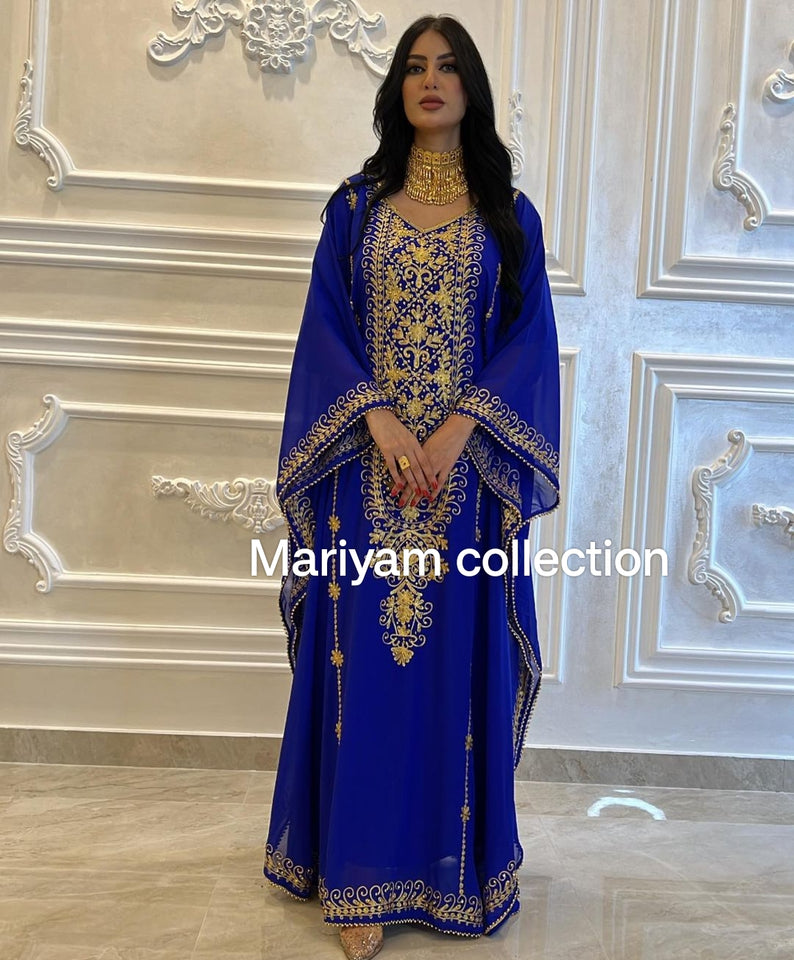 Designer farasha with golden Aari work and golden crystals