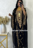 Designer farasha with golden Aari work and golden crystals
