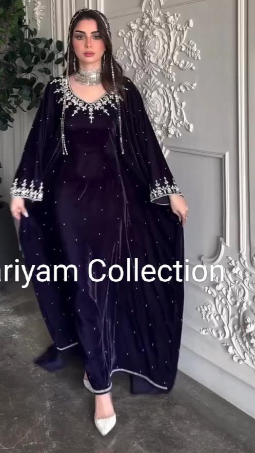 Handmade Wedding Gown Designer Kaftan Crystal Velvet Takchita
