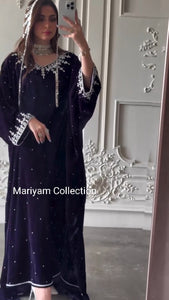 Handmade Wedding Gown Designer Kaftan Crystal Velvet Takchita