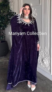 Handmade Wedding Gown Designer Kaftan Crystal Velvet Takchita