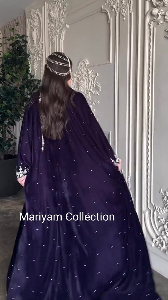 Handmade Wedding Gown Designer Kaftan Crystal Velvet Takchita