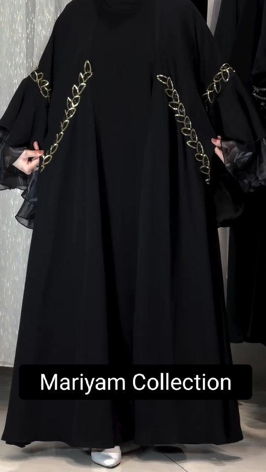 party wear abaya with modern sleeve style