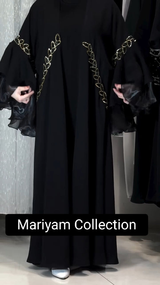 party wear abaya with modern sleeve style