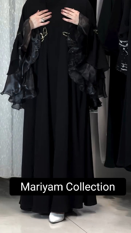party wear abaya with modern sleeve style