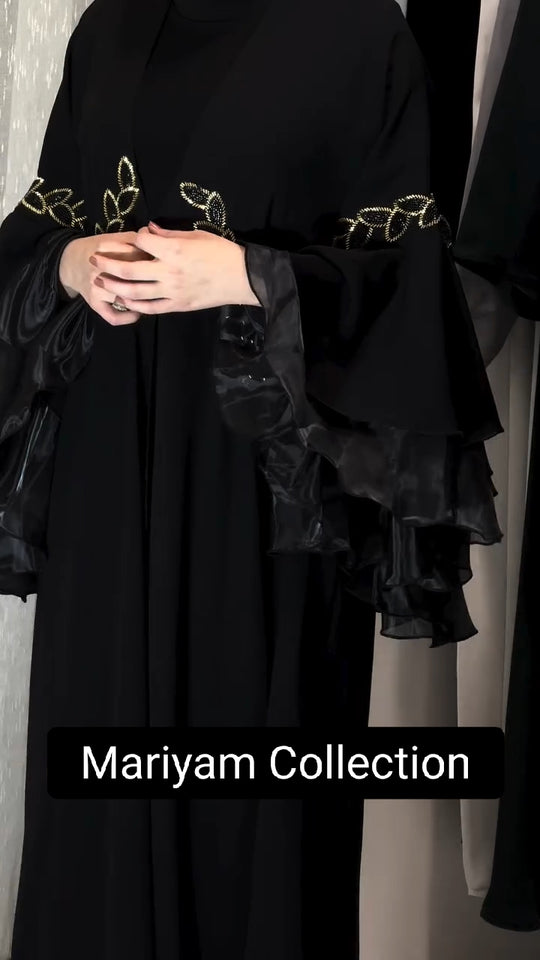 party wear abaya with modern sleeve style
