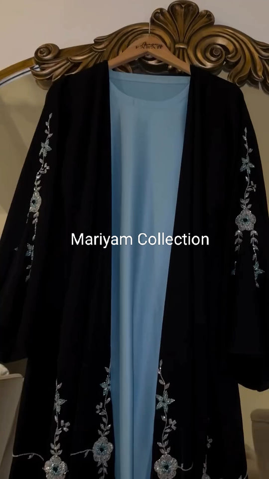 two pis abaya with hand embroidery wedding wear