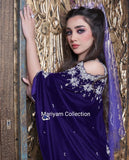 Designer Wedding Dress Crystal Embroidered Kaftan in purple Velvet