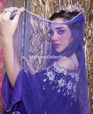 Designer Wedding Dress Crystal Embroidered Kaftan in purple Velvet