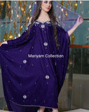 Designer Wedding Dress Crystal Embroidered Kaftan in purple Velvet