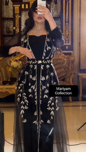 Elegant Kaftan with silver Embroidery–Moroccan Traditional Dress for Special Occasions