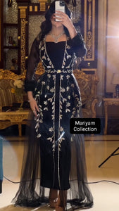 Elegant Kaftan with silver Embroidery–Moroccan Traditional Dress for Special Occasions