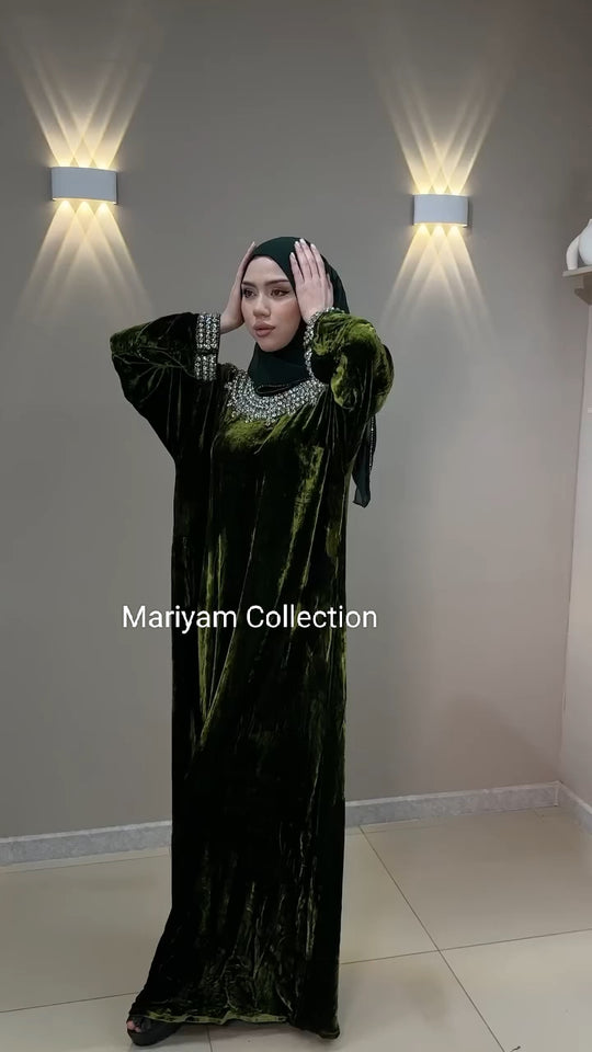 formal winter wear kaftan with silver embroidery