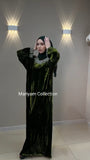 formal winter wear kaftan with silver embroidery