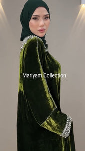 formal winter wear kaftan with silver embroidery