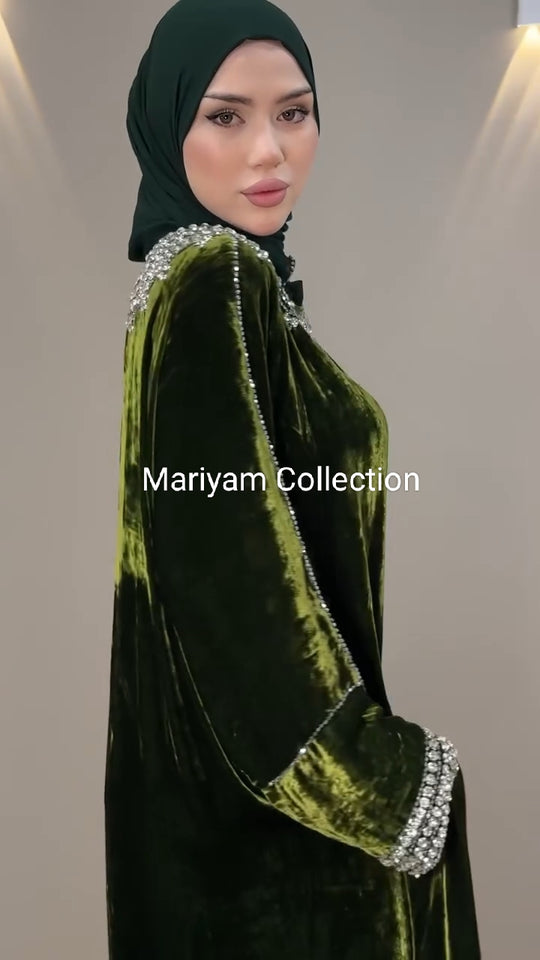 formal winter wear kaftan with silver embroidery