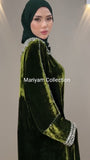 formal winter wear kaftan with silver embroidery