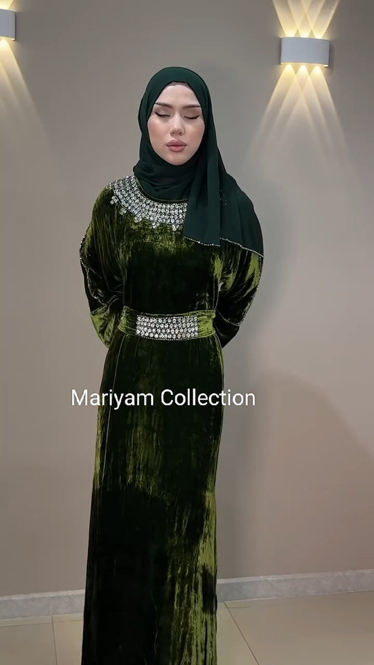 formal winter wear kaftan with silver embroidery