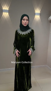 formal winter wear kaftan with silver embroidery