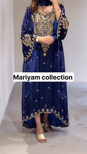 Designer Kaftan Bridal Gown in Royal Blue Velvet