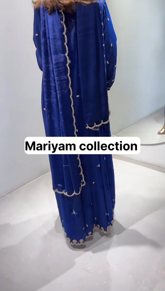 Designer Kaftan Bridal Gown in Royal Blue Velvet