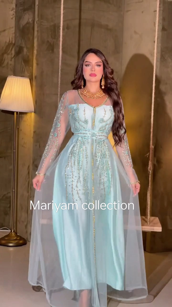 Designer Wedding Dress Crystal Embroidered Kaftan