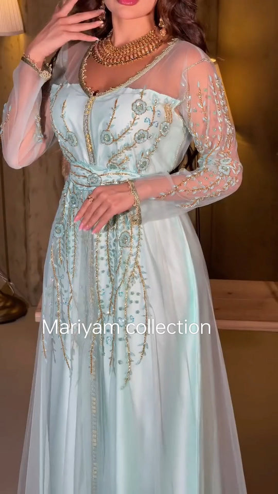 Designer Wedding Dress Crystal Embroidered Kaftan