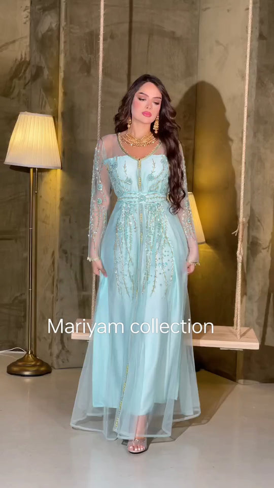Designer Wedding Dress Crystal Embroidered Kaftan
