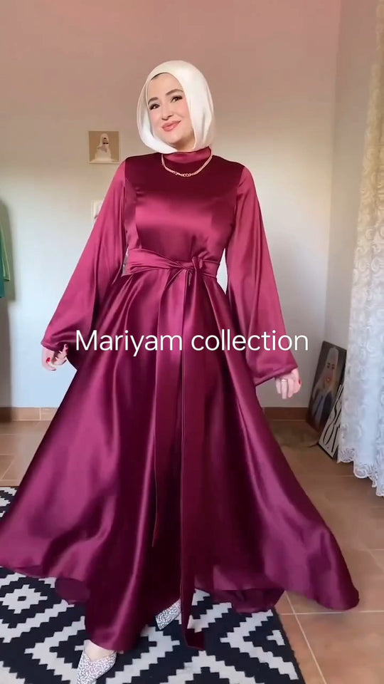 Satin embellished Abaya with hijab Fancy Abaya set