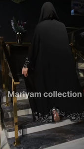 Silver Hand Embroidery Abaya Wedding Abaya