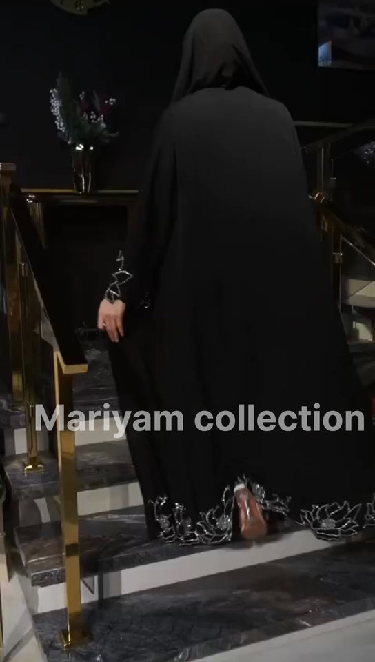 Silver Hand Embroidery Abaya Wedding Abaya
