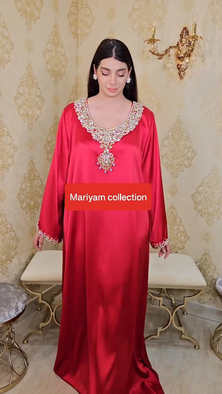 Designer satin kaftan with luxury embroidery work