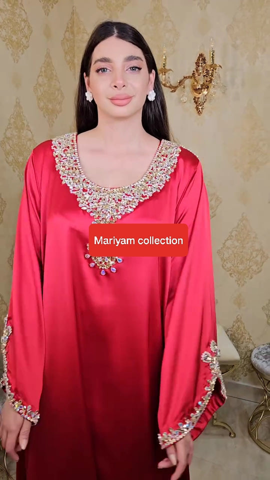 Designer satin kaftan with luxury embroidery work