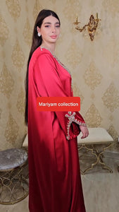 Designer satin kaftan with luxury embroidery work