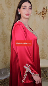 Designer satin kaftan with luxury embroidery work