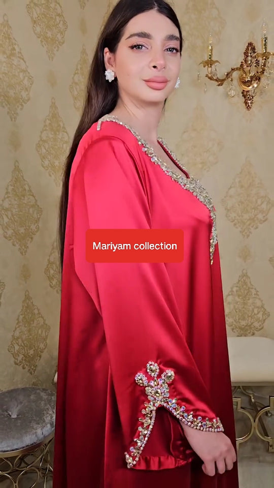 Designer satin kaftan with luxury embroidery work