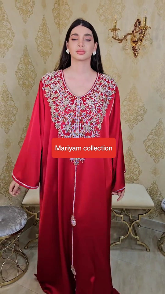 Designer satin kaftan with luxury embroidery work