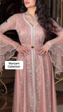 Elegant Kaftan with silver Embroidery–Moroccan Traditional Dress for Special Occasions