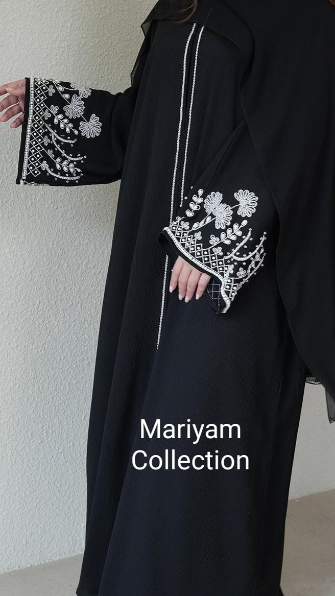 Luxury Muslim Women abay with silver embroidery