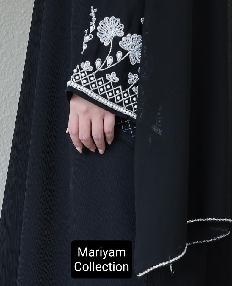 Luxury Muslim Women abay with silver embroidery