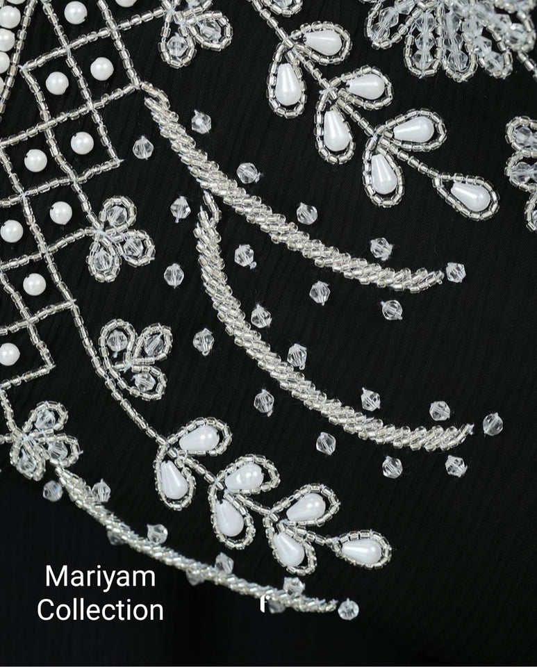 Luxury Muslim Women abay with silver embroidery