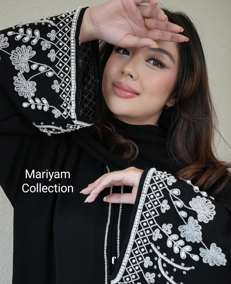 Luxury Muslim Women abay with silver embroidery