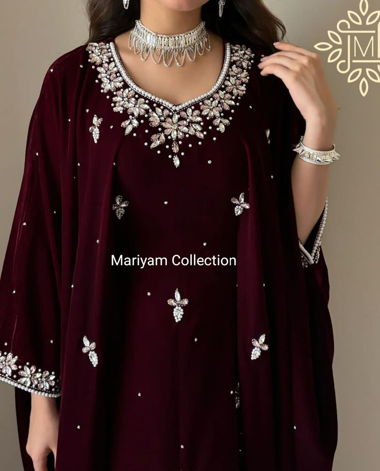 Custom Made bridal gown with silver handwork